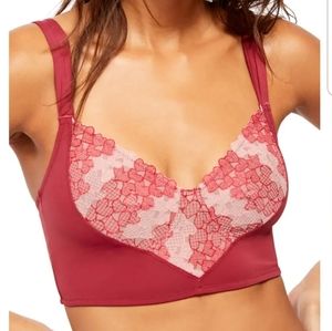Free People Intimately Love Story Soft Red Heart Bra Small